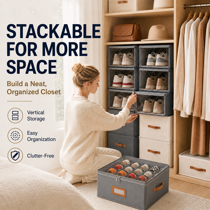 ✨ Foldable 12-Compartment Storage Box – Organize Shoes, Toys & Home Clutter With Smart Space-Saving Design 🏠
