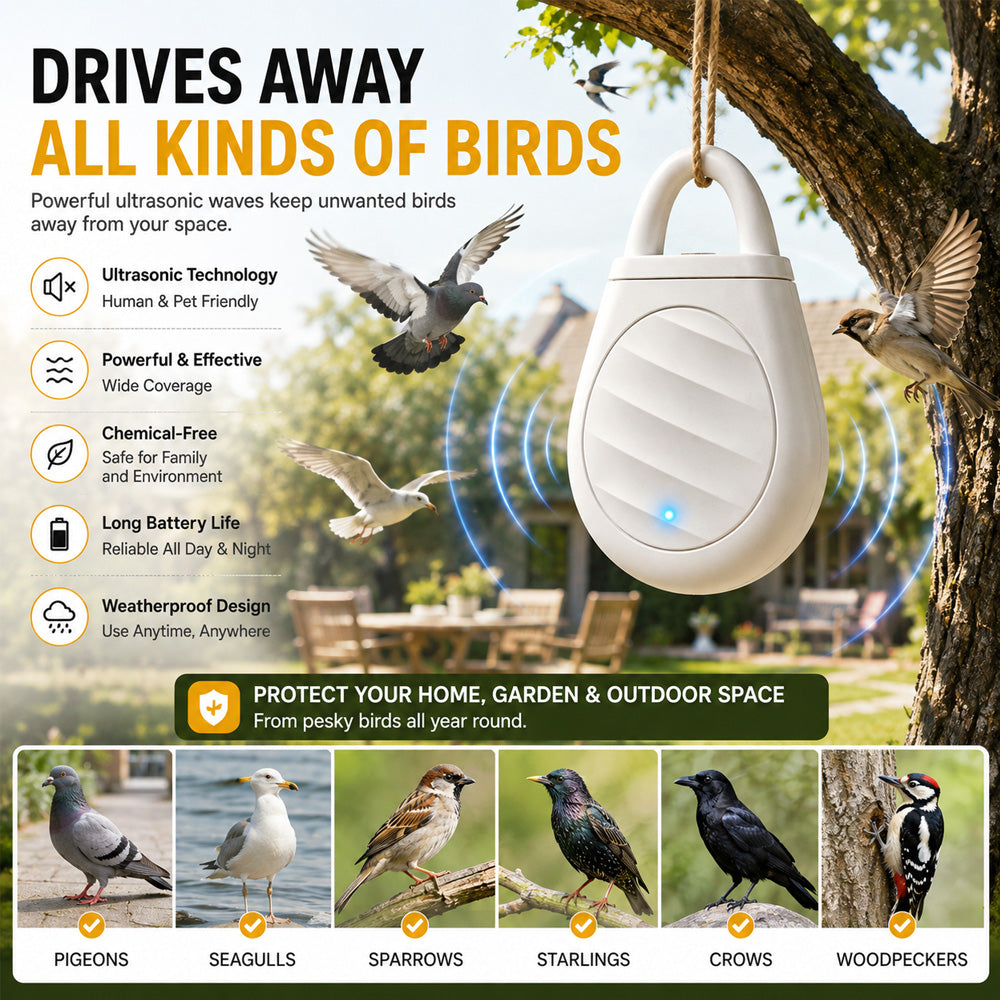 🔥Limited time: Buy 3 get 2 free!🐦 Darolio®Portable Ultrasonic Bird Repellent Keychain