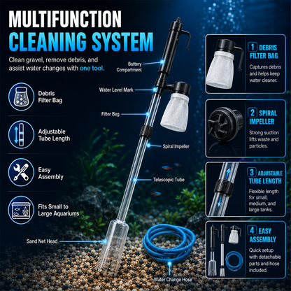 🔥Electric Aquarium Gravel Cleaner – Keep Your Fish Tank Crystal Clear Effortlessly 🐠✨