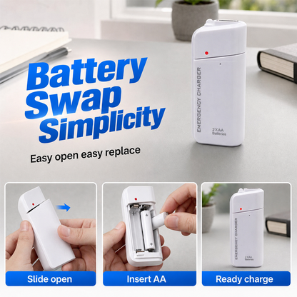 ⚡ LIMITED TIME 50% OFF!!Portable Emergency Phone Charger – 2 AA Battery Powered Backup