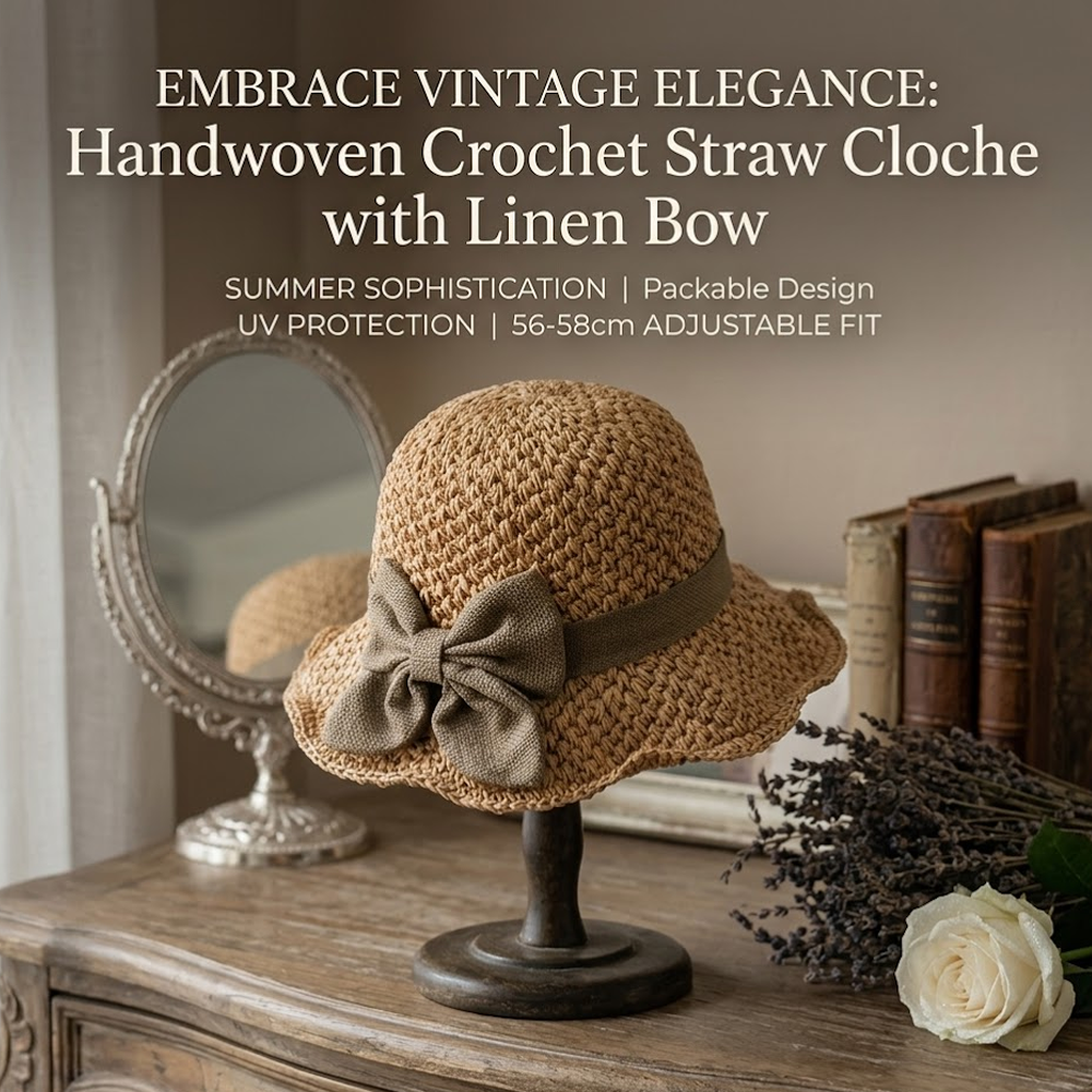 Darolio®🌞 Elegant Woven Straw Sun Hat with Bow – Breathable, Foldable & Perfect for Beach & Travel 👒