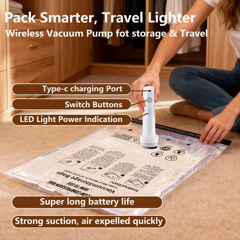 Darolio®Cordless Travel Vacuum Storage Compression Bag Set