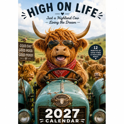 🎁2027 Highland Cow Wall Calendar – Cute Farmhouse Style Calendar For Home Decor✨