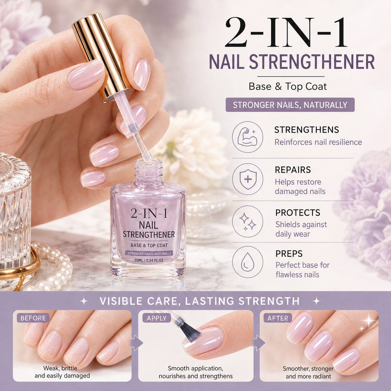 💜💅 Limited-Time OFF !! ⏰ Lilac Glossy Nail Strengthener – Strengthen Weak Nails & Restore Natural Shine — Darolio®