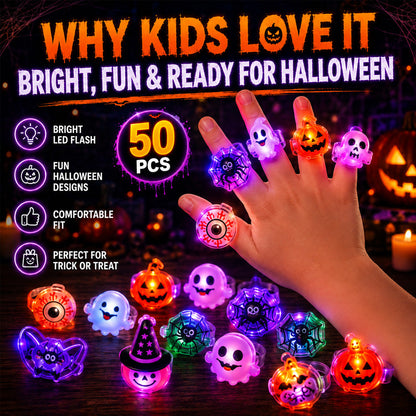 🔥🎃Spooky Season Hot Sale 50% OFF‼️✨LED Light Halloween Glowing Ring 💍| Flashing Light‑Up Party Favor for Halloween Night👻