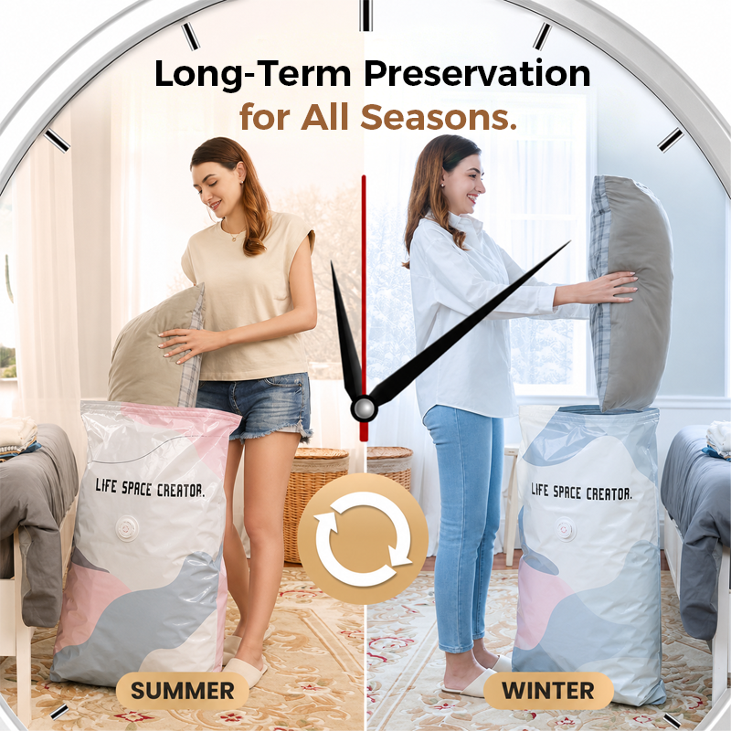 🥳2026 HOT SALE🥳💞50K+ SOLD!Darolio® No‑Pump Vacuum Storage Bags – Press & seal, no pump needed. Saves 80% space, keeps clothes dry & dust‑free. Perfect for bulky bedding & off‑season gear. 🛏️🗄️