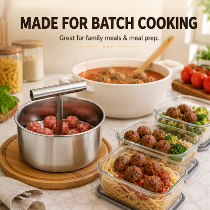 🥳🥳 Stainless Steel Manual Meatball Maker – 6 & 12 Hole Multi-Portion Press ✨