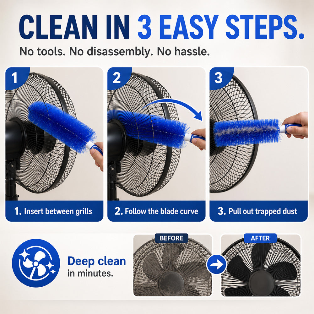 🧹Fan Cleaning Brush – Deep Clean Dust Fast Without Disassembly