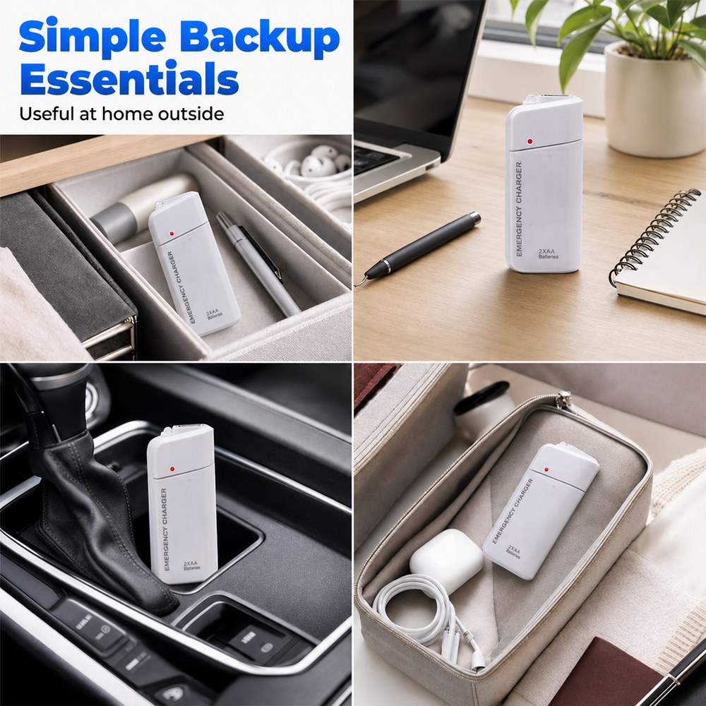 ⚡ LIMITED TIME 50% OFF!!Portable Emergency Phone Charger – 2 AA Battery Powered Backup