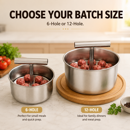 🥳🥳 Stainless Steel Manual Meatball Maker – 6 & 12 Hole Multi-Portion Press ✨