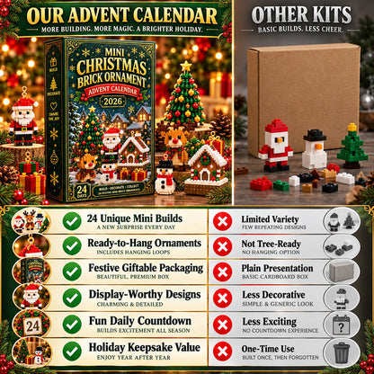 ⏳ Last day to save 49% – 🎄 24-Day Mini Christmas Ornament Advent Calendar | 24 unique festive buildable designs with hanging loops🔥🎁