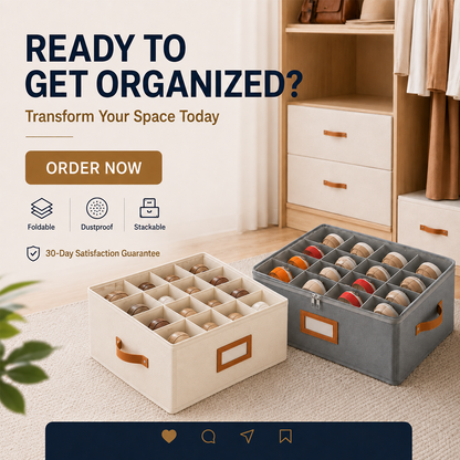 ✨ Foldable 12-Compartment Storage Box – Organize Shoes, Toys & Home Clutter With Smart Space-Saving Design 🏠