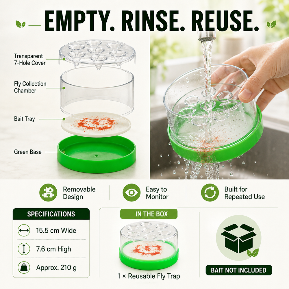 🏠🛡️Reusable Non-Electric Fly Trap--Near kitchen sinks, trash cans, pet bowls, garage windows, patios, and BBQs.Dlosyvo®