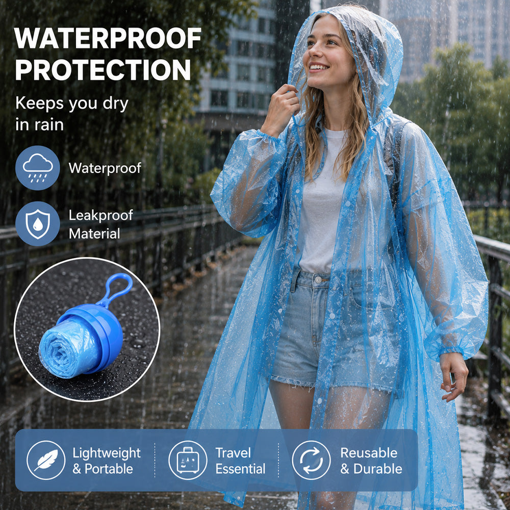🌧️ 50% OFF! Pocket-Size Emergency Rain Poncho, Ball-Packed Waterproof Raincoat, One-Size Lightweight Rain Protection for Travel, Hiking & Outdoor