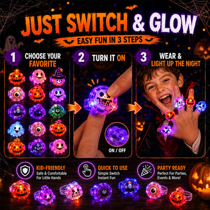 🔥🎃Spooky Season Hot Sale 50% OFF‼️✨LED Light Halloween Glowing Ring 💍| Flashing Light‑Up Party Favor for Halloween Night👻
