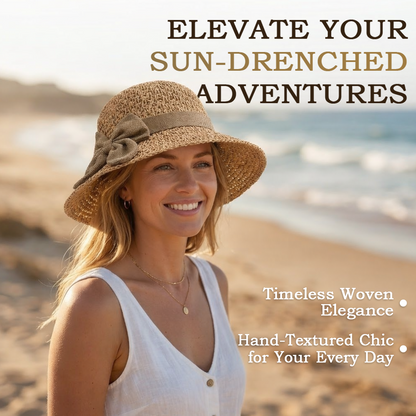 Darolio®🌞 Elegant Woven Straw Sun Hat with Bow – Breathable, Foldable & Perfect for Beach & Travel 👒