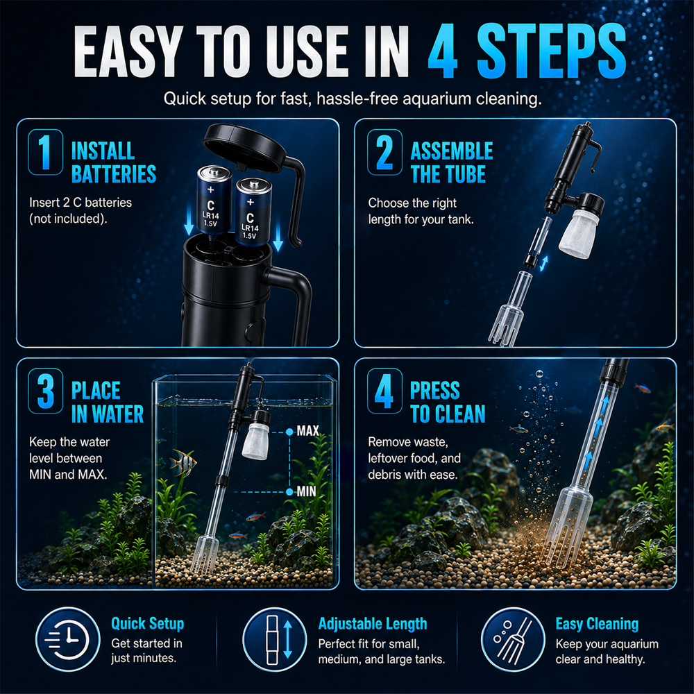 🔥Electric Aquarium Gravel Cleaner – Keep Your Fish Tank Crystal Clear Effortlessly 🐠✨