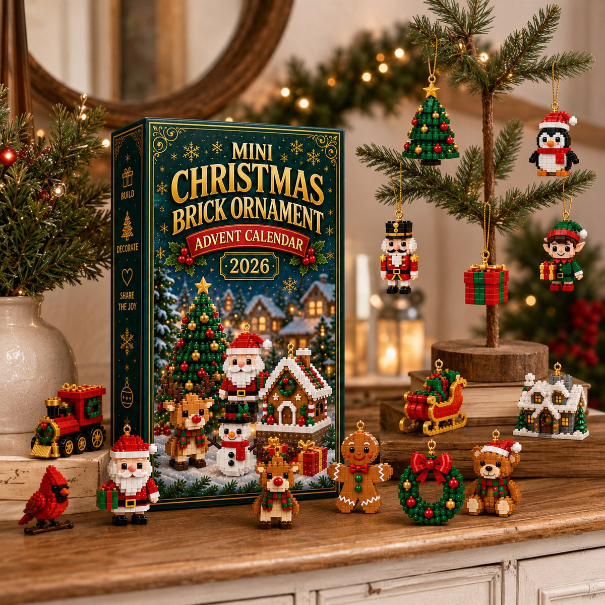 ⏳ Last day to save 49% – 🎄 24-Day Mini Christmas Ornament Advent Calendar | 24 unique festive buildable designs with hanging loops🔥🎁