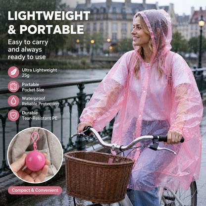 🌧️ 50% OFF! Pocket-Size Emergency Rain Poncho, Ball-Packed Waterproof Raincoat, One-Size Lightweight Rain Protection for Travel, Hiking & Outdoor