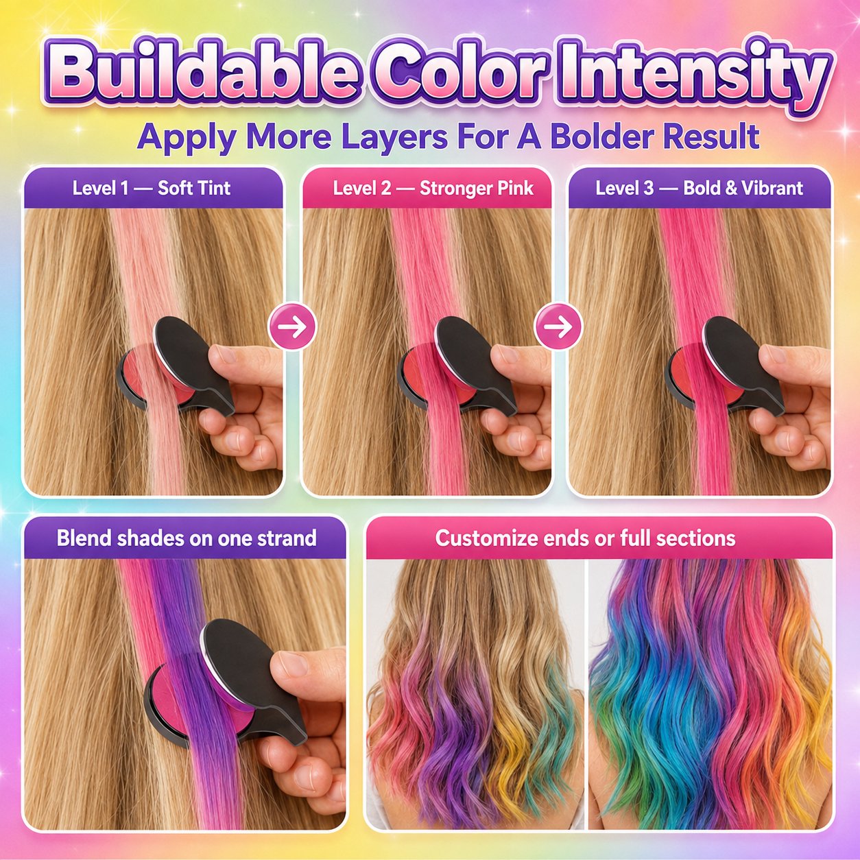 upsell🔥Last Day 50% OFF - 🌈12-Color Temporary Hair Chalk Applicator Set