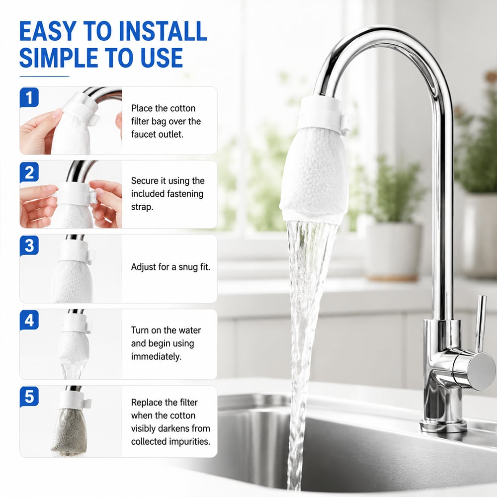 🔥LAST DAY 50% OFF🔥💧Faucet Filter Cotton Bags - Universal, 100 PCS Splash-Proof Faucet Filter 🌟Set