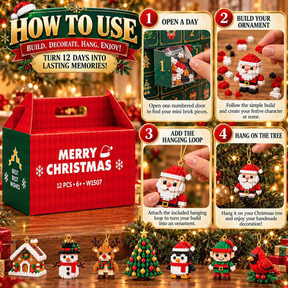 ⏳ Last day to save 49% – 🎄12-Day Mini Christmas Ornament Advent Calendar | 24 unique festive buildable designs with hanging loops—perfect for decorating Christmas trees, wreaths, and holiday displays