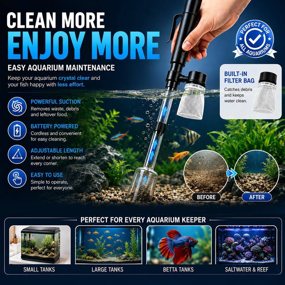 🔥Electric Aquarium Gravel Cleaner – Keep Your Fish Tank Crystal Clear Effortlessly 🐠✨