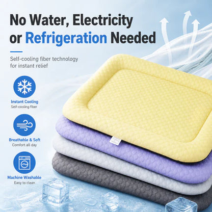 Darolio® ❄️ Naturally Cool Ice-Silk Pet Mat • Breathable, Washable & Soft