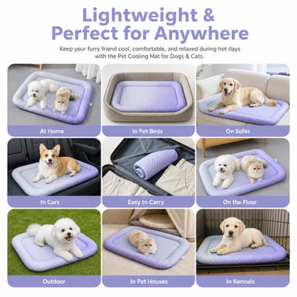 Darolio® ❄️ Naturally Cool Ice-Silk Pet Mat • Breathable, Washable & Soft