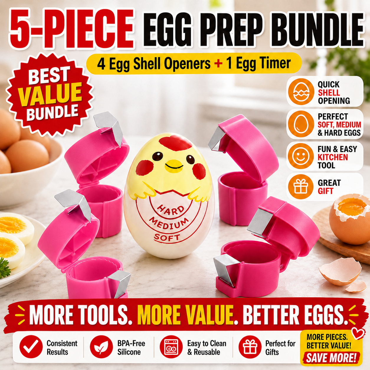 upsell🔥🔥🔥Limited-time 😮‍💨 Buy 1 Get 1 Free ！！！🍳 Quick Egg Cracker Tool – Open Hundreds Of Eggs Faster & Cleaner 🔥