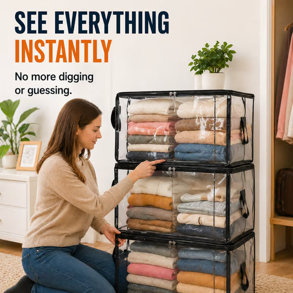 ⏰🔥Darolio®LIMITED TIME 50% OFF! 🏠 Transparent Large-Capacity Dustproof & Moisture-Proof Storage Bag – Perfect for Clothes, Toys, Books & More ✨
