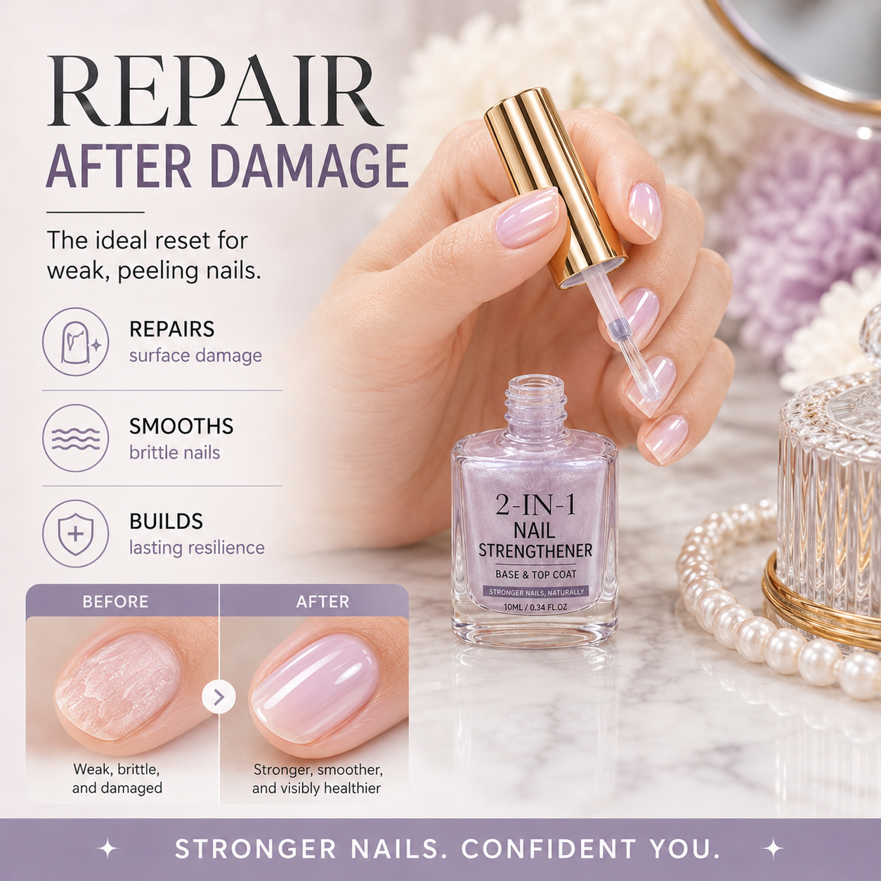 💜💅 Limited-Time OFF !! ⏰ Lilac Glossy Nail Strengthener – Strengthen Weak Nails & Restore Natural Shine — Darolio®