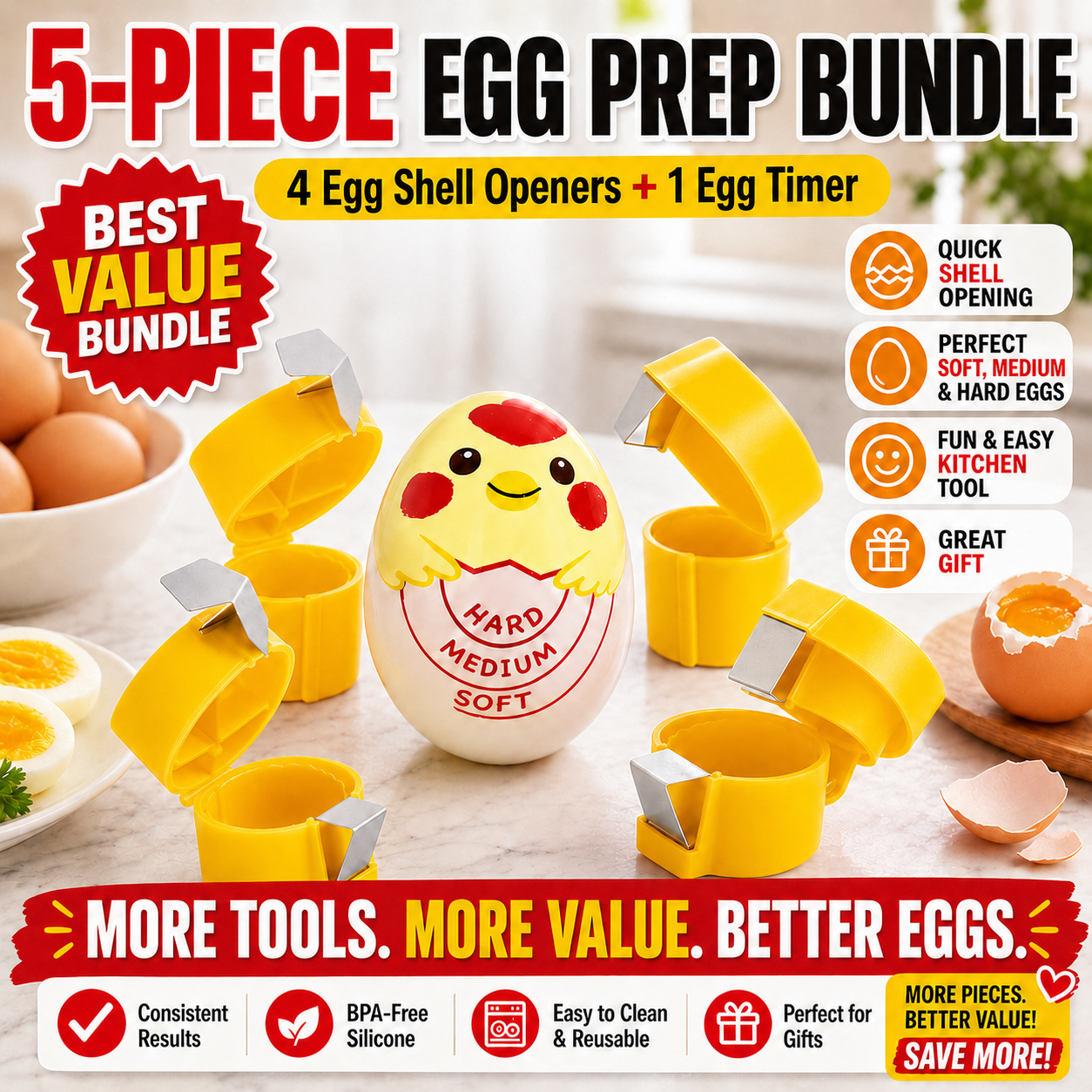 upsell🔥🔥🔥Limited-time 😮‍💨 Buy 1 Get 1 Free ！！！🍳 Quick Egg Cracker Tool – Open Hundreds Of Eggs Faster & Cleaner 🔥
