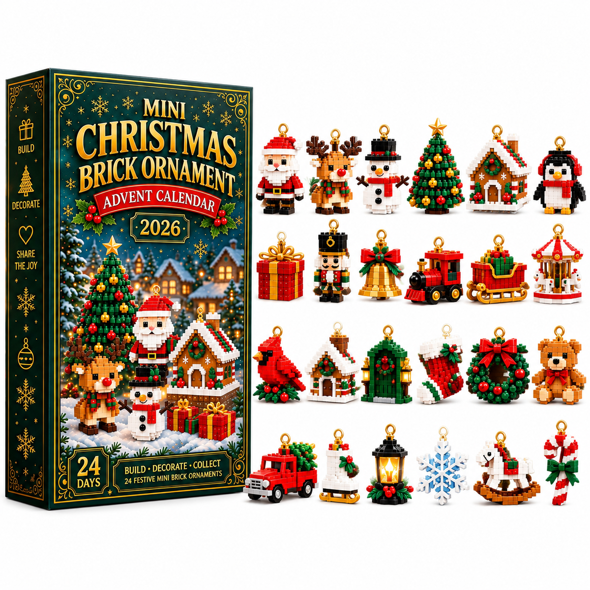 ⏳ Last day to save 49% – 🎄 24-Day Mini Christmas Ornament Advent Calendar | 24 unique festive buildable designs with hanging loops🔥🎁