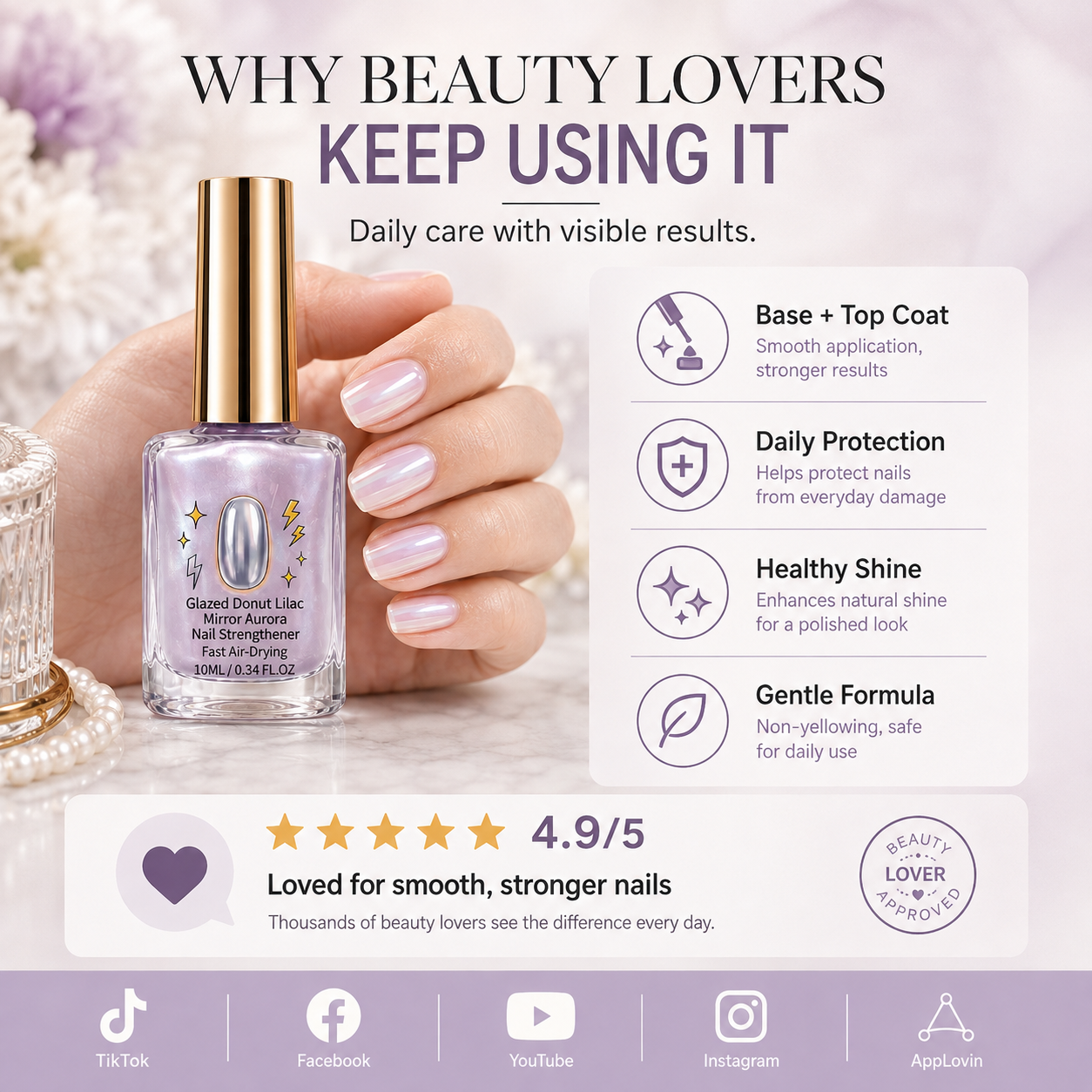 💜💅 Limited-Time OFF !! ⏰ Lilac Glossy Nail Strengthener – Strengthen Weak Nails & Restore Natural Shine — Darolio®