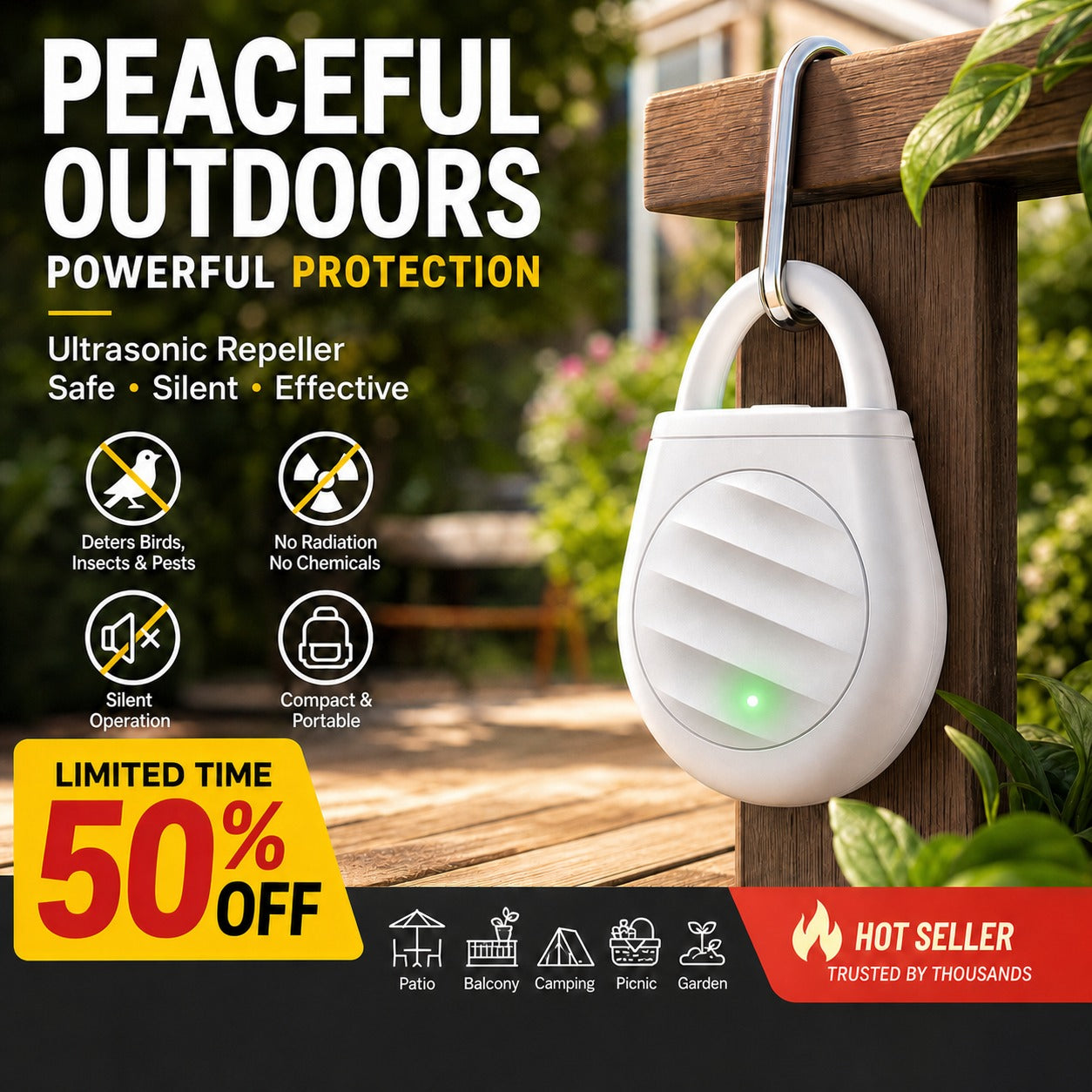 🔥Limited time: Buy 3 get 2 free!🐦 Darolio®Portable Ultrasonic Bird Repellent Keychain