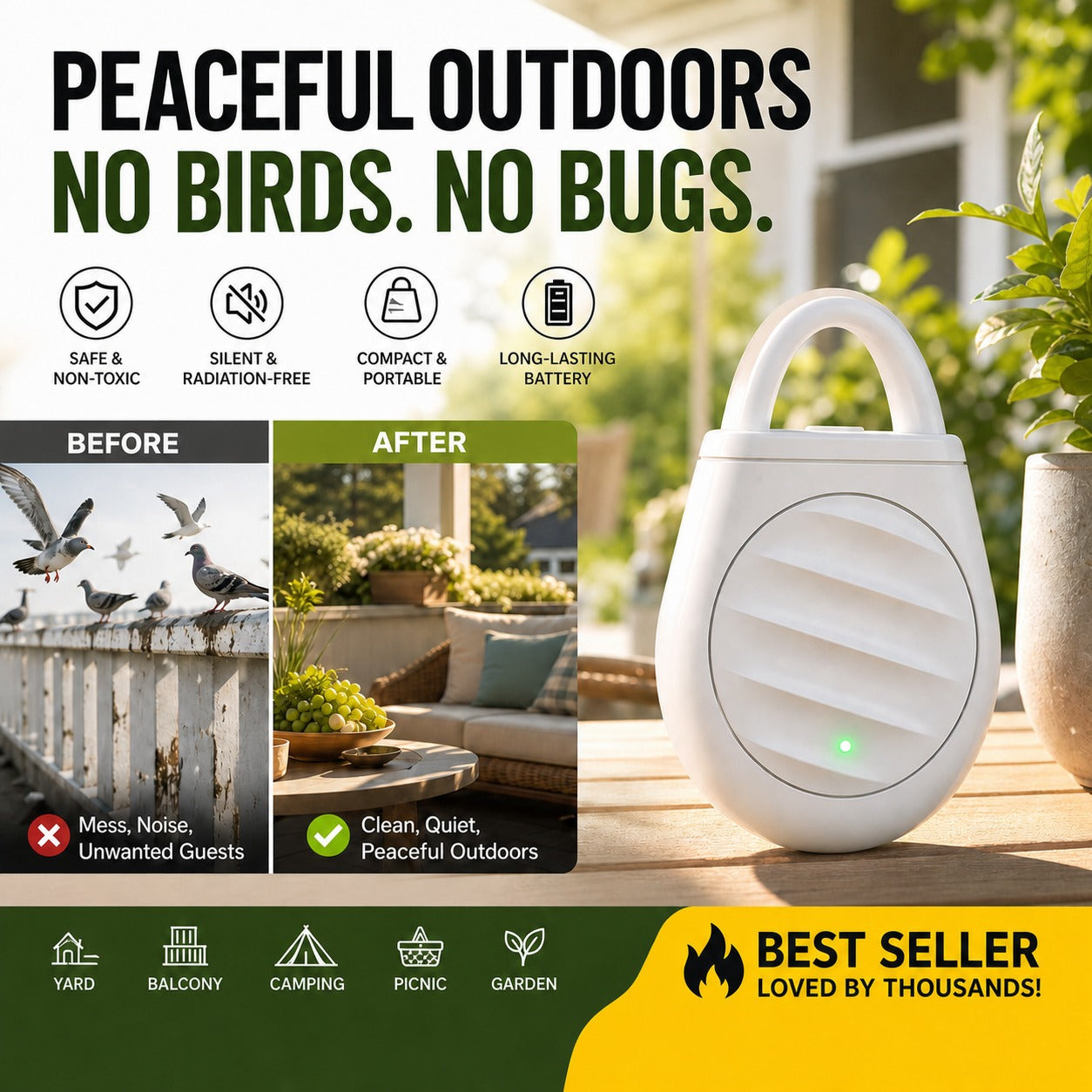 🔥Limited time: Buy 3 get 2 free!🐦 Darolio®Portable Ultrasonic Bird Repellent Keychain