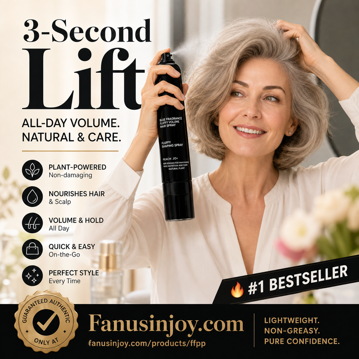 🎉Limited Time 💥Buy 3 get 2 free💇🏻‍♀️Recommended by Hairstylists! 🔥Shape in 3 Seconds! Easily Create Fluffy & Elegant Hairstyles! 👩 Peach-scented volumizing & setting spray