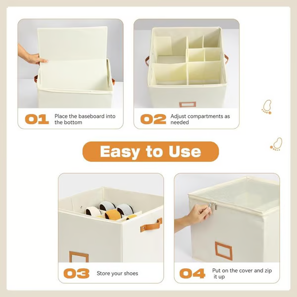Darolio®🔥Oxford Fabric Foldable Design Shoe Organizer, Storage Box