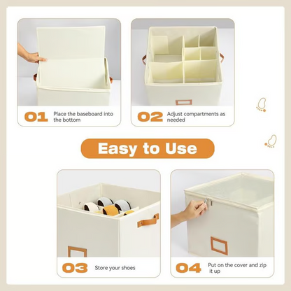 Darolio®🔥Oxford Fabric Foldable Design Shoe Organizer, Storage Box