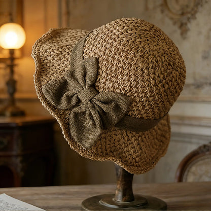 Darolio®🌞 Elegant Woven Straw Sun Hat with Bow – Breathable, Foldable & Perfect for Beach & Travel 👒