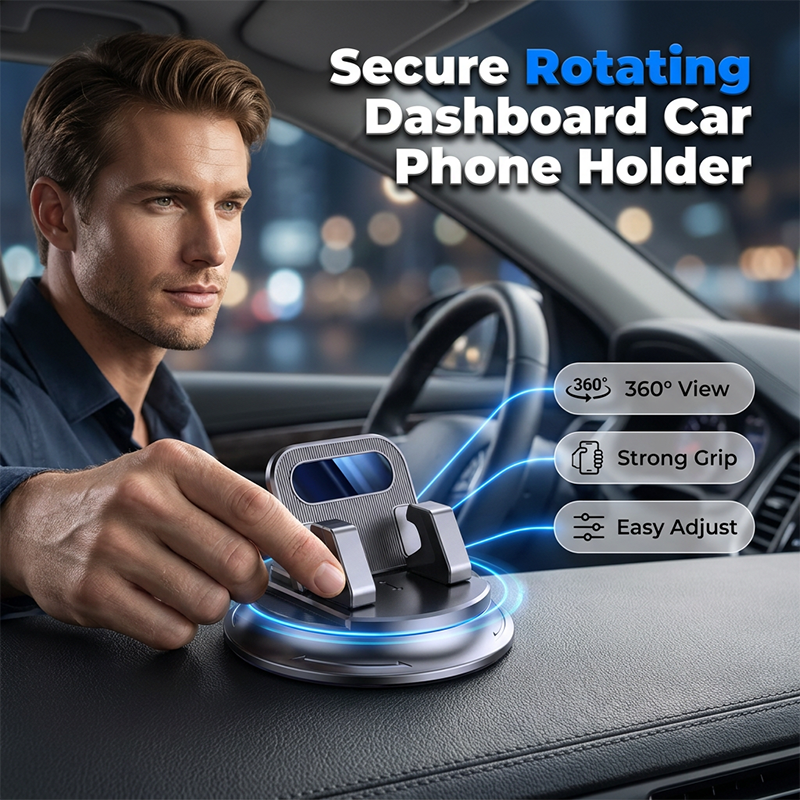 Darolio® 🚗 40% OFF NOW!📱 Rotating Dashboard Car Phone Holder – 360° Adjustable & Anti-Slip – Hands-Free Phone Mount 🛡️