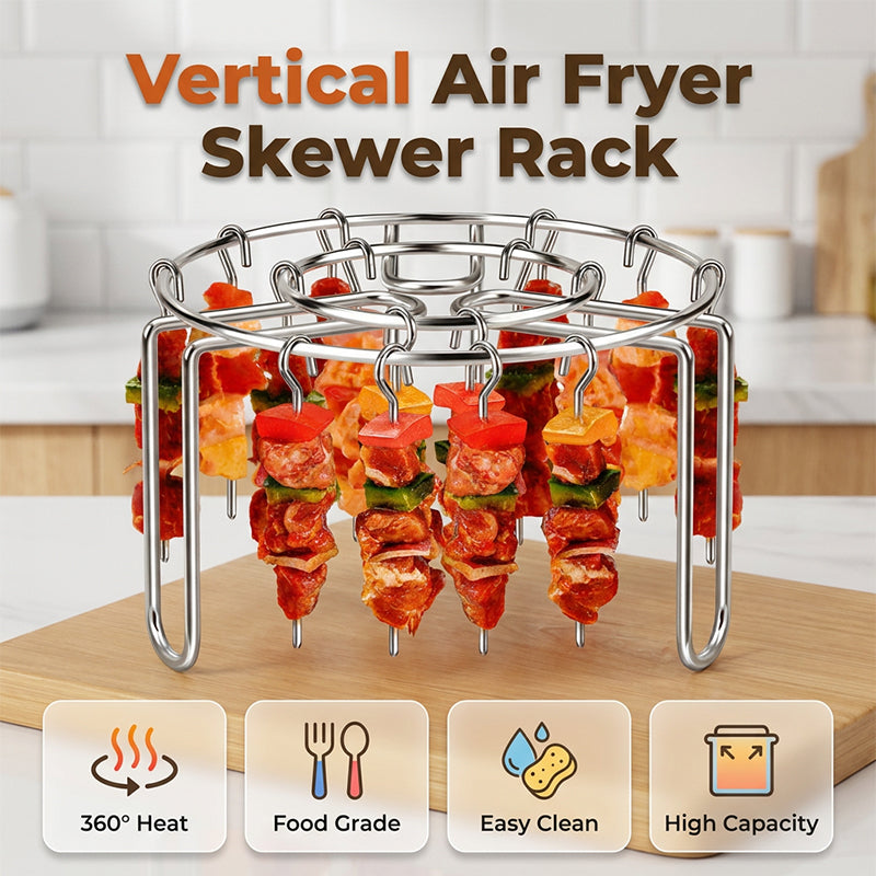 Darolio®🔥 Air Fryer BBQ Skewer Rack – 🥩💖Enjoy Grilled-Style Meat, Veggies & Kebabs at Home