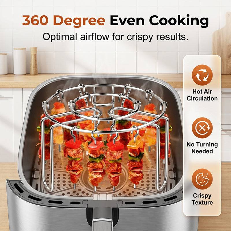 Darolio®🔥 Air Fryer BBQ Skewer Rack – 🥩💖Enjoy Grilled-Style Meat, Veggies & Kebabs at Home
