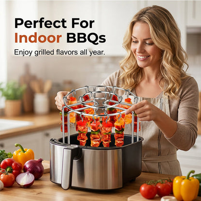 Darolio®🔥 Air Fryer BBQ Skewer Rack – 🥩💖Enjoy Grilled-Style Meat, Veggies & Kebabs at Home