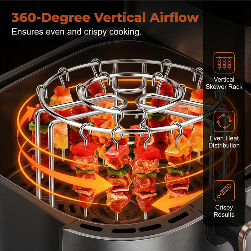 Darolio®🔥 Air Fryer BBQ Skewer Rack – 🥩💖Enjoy Grilled-Style Meat, Veggies & Kebabs at Home