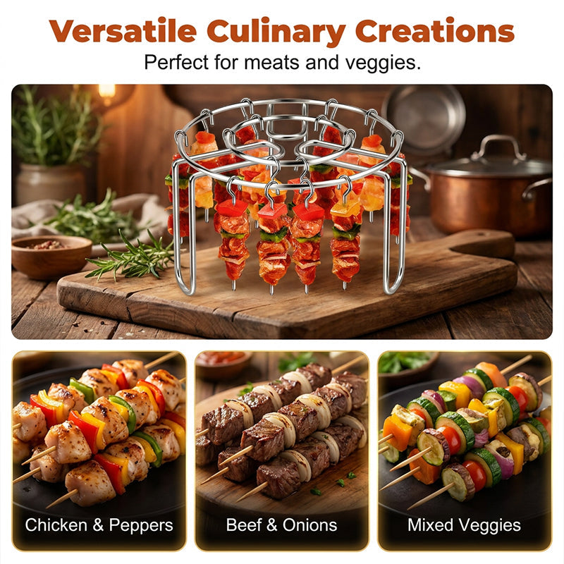 Darolio®🔥 Air Fryer BBQ Skewer Rack – 🥩💖Enjoy Grilled-Style Meat, Veggies & Kebabs at Home