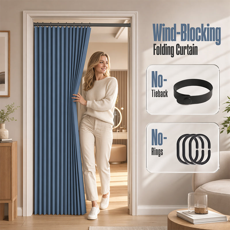⏰🔥LIMITED TIME 49% OFF! ✨ No-Drill Magnetic Accordion Door Curtain