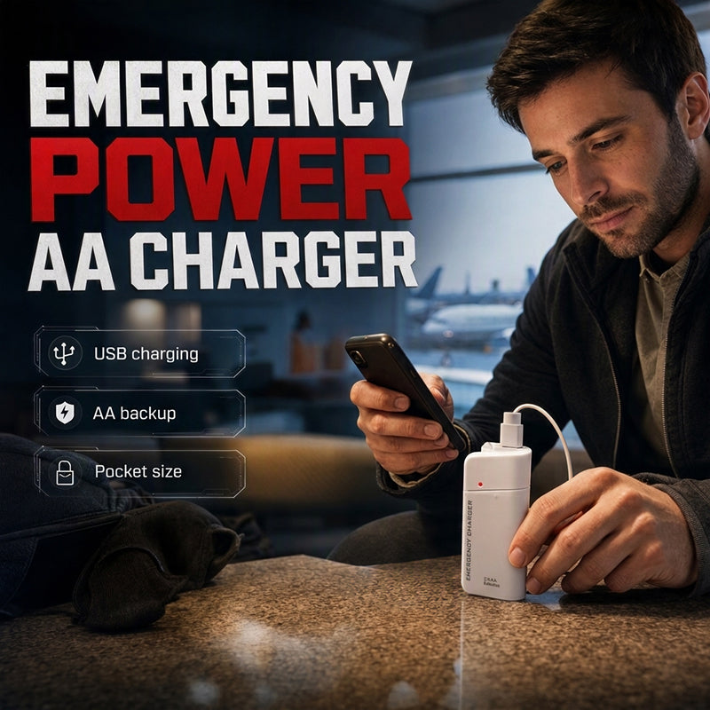 💥 BUY 2 GET 1 FREE +  50% OFF!🥳Portable Emergency Phone Charger AA Battery Powered Power Bank with LED Flashlight
