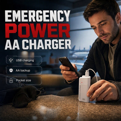 ⚡ LIMITED TIME 50% OFF!!Portable Emergency Phone Charger – 2 AA Battery Powered Backup